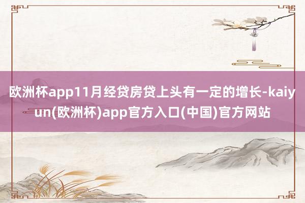 欧洲杯app11月经贷房贷上头有一定的增长-kaiyun(欧洲杯)app官方入口(中国)官方网站