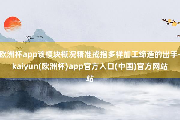 欧洲杯app该模块概况精准戒指多样加工缔造的出手-kaiyu
