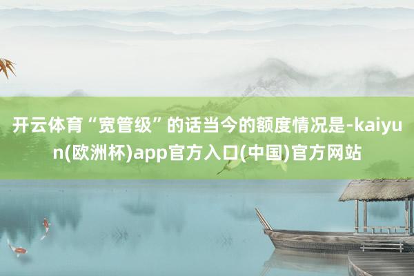 开云体育“宽管级”的话当今的额度情况是-kaiyun(欧洲杯