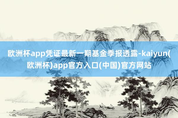 欧洲杯app凭证最新一期基金季报透露-kaiyun(欧洲杯)