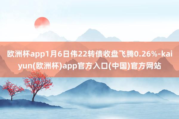 欧洲杯app1月6日伟22转债收盘飞腾0.26%-kaiyun(欧洲杯)app官方入口(中国)官方网站