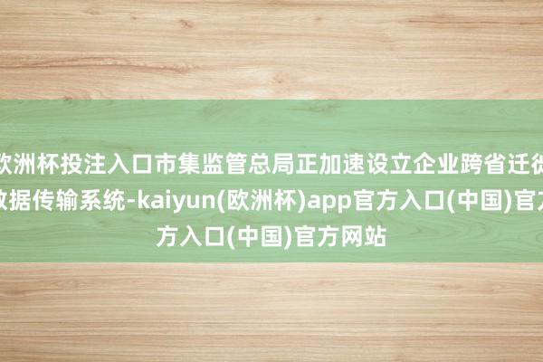 欧洲杯投注入口市集监管总局正加速设立企业跨省迁徙登记数据传输